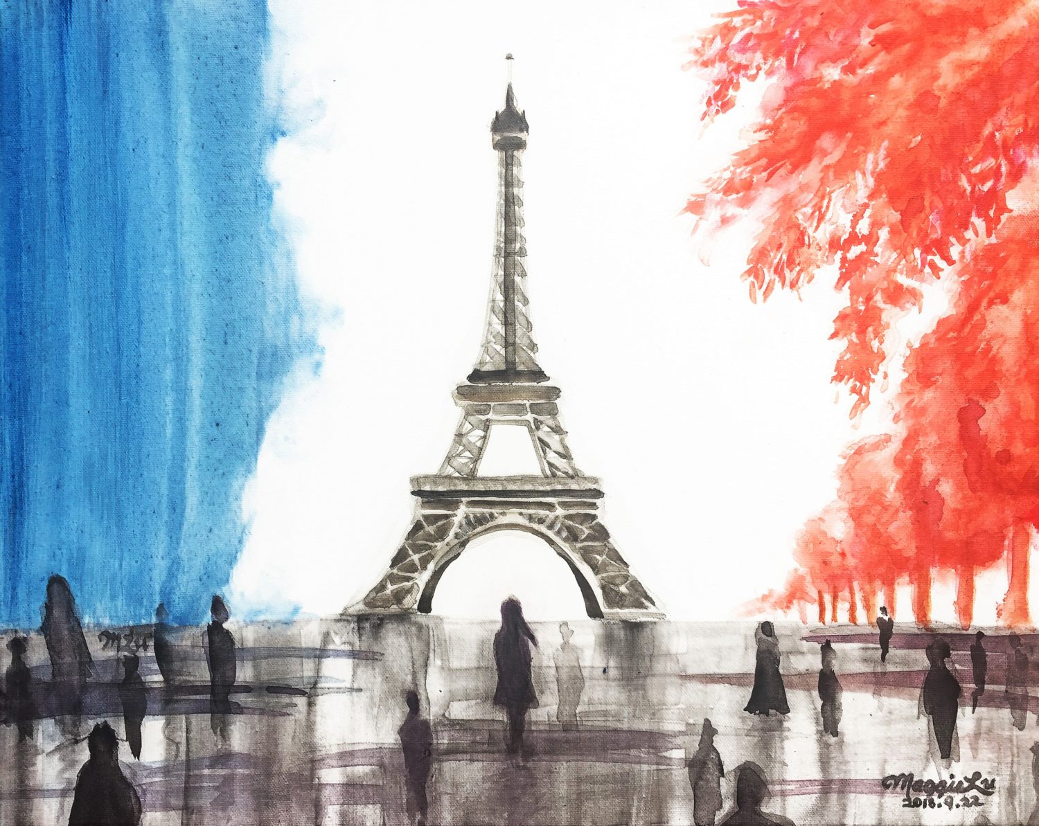 Paris France creative art painting