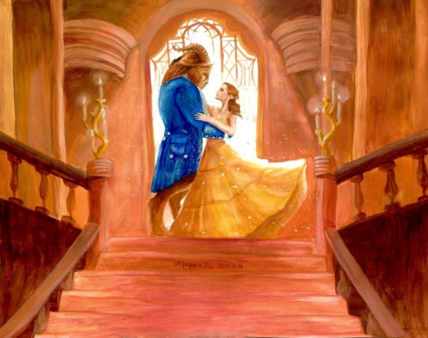 Beauty and the Beast staircase art