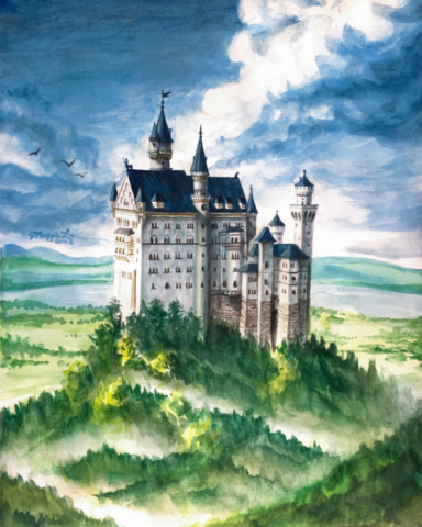 Neuschwanstein art painting