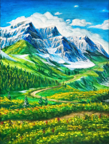 landscape painting, art print for sale, banff park, banff art, canadian artist, acrylic landscape painting, mountain painting poster