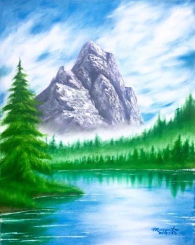 bob ross oil painting mountain